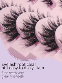 MAANGE 10/20对自然交叉全条假睫毛，透明/黑色睫毛梗，蓬松精致，适合日常佩戴，卡通风格，旅行必备 - 黑色 - 查看 11