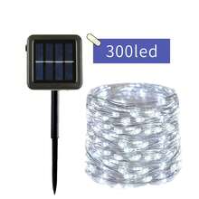 1pc, LED Solar Outdoor String Lights, Copper Wire Fairy Garland Lights, 8 Modes Solar Power Garden Smart Light For Party Wedding Lawn Patio Pathway Tree Ramadan Halloween New Year Christmas Decorations