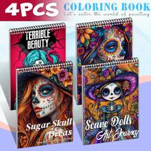 24 Pages Upgraded Thick A4 Paper Candy Skull Themed Coloring Book, Single-Sided Coloring For Stress Relief, Christmas, New Year Party Gift,Coloriage,Mess Free Coloring,Colouring Book Bundle,Back To School