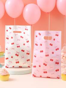 10/25/50 piezas Bolsas de regalo con estampado de lazo de cereza, bolsas de embalaje de regalo, bolsas de tela, bolsas de regalo con patrones diferentes en el frente y la parte trasera, bolsas de almacenamiento, bolsas de fiesta de color rosa con lazo, decoraciones de cumpleaños rosa, suministros de boda, obsequios para despedida de soltera, decoraciones para baby shower, suministros para fiesta de revelación de género, decoraciones de cumpleaños con lazo, decoraciones con lazo rosa, suministros para fiestas festivas - Multicolor - Ver 8