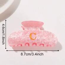 Pink Letter Acrylic Hair Clip New Letter Hair Clip Creative Acrylic Hair Claw Headwear Hair Accessories Summer, Claw Clip Fall Winter For Vacation Outfits Woman