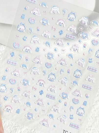 Sanrio 1pc Sanrio Cinnamoroll HelloKitty 3D Rhinestone Self-Adhesive Nail Stickers, Sparkling Crystal Nail Stickers For DIY Nail Art