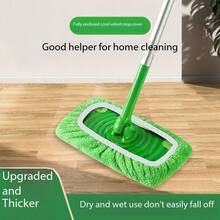绿色可重复使用拖把垫替换装适用于 - 可水洗超细纤维干湿拖把垫，兼容扫地拖把，非常适合表面和硬木地板清洁（不含拖把）