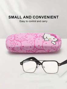 1pc Sanrio Hello Kitty Pink Eyeglass Case - Cute Cat Print, Faux Leather, Durable & Portable Eyewear Storage Box, Includes Cleaning Cloth, Suitable For Eyeglasses, Holiday, Birthday, Christmas Gifts - Multicolor - View 7