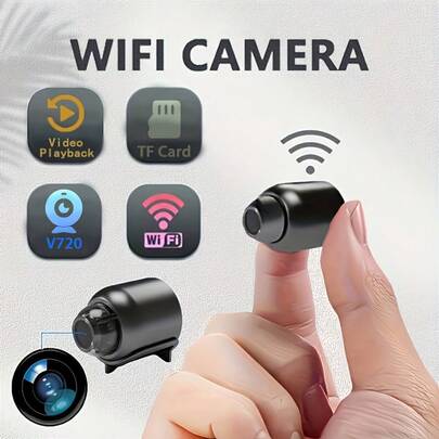 1pc Mini Wifi Hidden Camera With Stand, Smartphone App Controlled Surveillance Camera For Living Room, Bedroom, Office, Car