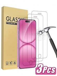 3片装钢化玻璃屏幕保护膜，兼容 17/17 Pro/17 Pro Max/17 Air/16/16 Plus/16 Pro/16 Pro Max/15/14/13/12/11 Pro Max/X/XS/XR/Mini/7/8/14 Plus。也兼容14/15 Pro Max。采用2025升级版钢化玻璃，硬度高达9H+。 - 無色 - 查看 10