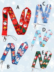 1Pc Cute Cartoon Christmas Series Of Santa Claus, Gifts, Sleigh, Gift Pattern Elements Hanger Strings, Suitable For Mobile Phone Strings, Card Covers, Work Certificates, Identification Cards, Access Cards, Transportation Cards, Keychains, Camera Hangers, Offices, Schools, Families, Homes, Suitable For Giving As Gifts To Friends, Family Members, Colleagues, Children, Parents, Couples, Festival Gifts, Birthday Gifts, Christmas Gifts