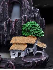 1pc Resin Craft Ornaments Waterfall Incense Burner, Counter Current Incense Burner, Mountain Tower House Incense Burner, Tower Incense Stand, Room Decoration, Dining Table Decoration, Creative Home Gifts - 彩色 - 查看 6