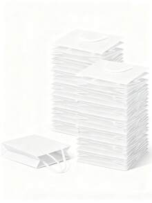 Conjunto de 1/5/10 peças de sacolas para roupas, sacolas para presentes com estampa marmorizada, sacolas de papel para presente de aniversário, sacolas de papel kraft para embalagens externas de festas de fim de ano, sacolas de papel kraft brancas verticais, artigos para festas - Branco - Ver 2