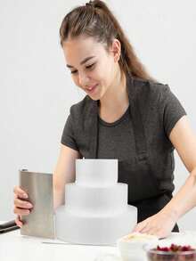 1pc Round White Foam Cake Model, Suitable For Decoration And Making, Baking Display, Wedding Cake Design, Birthday Cake, Christmas Party Cake Or Dried Flower Decor, Valentine's Day, Easter And Other Holiday Party Cake Decoration