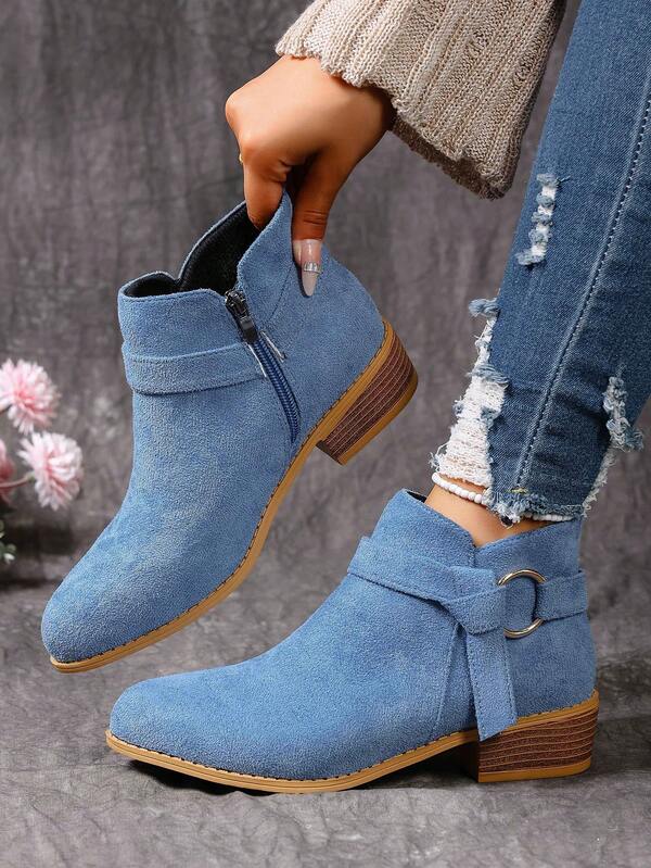 Women's Fashion Ankle Boots, Pointed Toe, Mid Heel, Zipper Closure, Fabric Upper/Insole, Comfortable For All Seasons - Suitable For Casual Wear With Jeans And Dresses, Vacation, Outdoor Activities, Travel, Casual Boots, Pointed Toe Boots, Women's Ankle Boots, Women's Flat Boots, Chunky Heel Boots, Women's Wide Boots, Comfortable Footwear