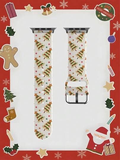 1pc Christmas Gingerbread Man Pattern TPU Watch Band Compatible With 38/40/41/42/44/45/49mm Ultra/SE/9/10/8/7/6/5/4/3/2/1