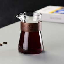 Jarra de cafetera de vidrio de 17oz/500ml, taza de vaso de chupito de café expreso de alto borosilicato con capa de madera resistente al calor, accesorios de café B7TH - 1 pieza transparente - Ver 2
