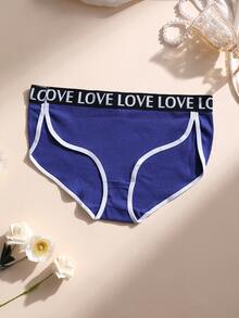 5条装女士性感罗纹棉质内裤中腰无缝三角裤开叉LOVE字母腰带柔软舒适透气内衣适合瑜伽、运动和日常穿着 - 彩色 - 查看 6