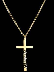 1pcs Custom Cross Pendant Necklace With Personalized Name, Cute And Style, Suitable For Daily Wear And Gift- Perfect For Mother's Day, Birthday Gift - Multicolor - View 3