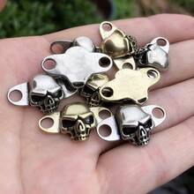 1 Pair Vintage Skull Shoelace Charms - Gold - View 8