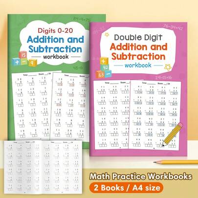 Elementary School Arithmetic Workbook 32 Pages/Book Study Addition And Subtraction Within 20 /100 Grade 1 Math Workbook Children Preschool Quick Calcu