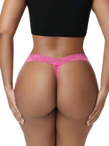 6-Pack Women's Lace Thongs, Dark Underwear With Semi Transparent Design, Soft Comfortable All-Day Wear, Summer - Đầy màu sắc - Xem 2