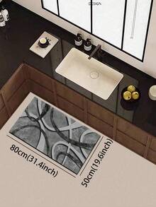 1pc Silica Gel Kitchen Floor Mat, Abstract Geometric Lines In Gray Tones, Curved And Intersecting Lines Combined With Marble-Like Texture, Creating A Simple Yet Modern Visual Effect, Fashionable And Personalized. Soft And Comfortable Underfoot, Quickly Absorbs Water And Oil, Easy To Handle Kitchen Spills. - Multicolor - View 17