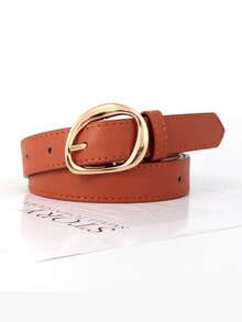 1pc Women's Asymmetrical Buckle Belt, New Niche Casual Waist Belt, Retro Unique Ins Style, Simple Versatile Decoration For Jeans, Dresses