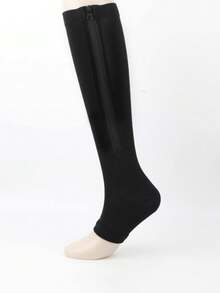 1 par de calcetines de compresión con cremallera, unisex, de punta cerrada, adecuados para hombres y mujeres