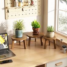 1pc DIY Handmade Apricot & Brown Bamboo Planter Pot Holder Indoor Flower Stand