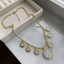 1 pieza, Collar de San Benito de color dorado de aleación de metal, cuentas de cobre chapadas en oro de 18K - Collar con dijes - Ver 11