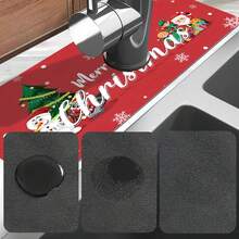 1 pièce, Joyeux Noël, Tampon absorbant en boue de diatomées pour robinet, Tampon anti-éclaboussures pour robinet de salle de bain, Tampon de robinet imperméable et antidérapant, Accessoires pour plan de travail de cuisine, Les meilleurs articles décoratifs pour Noël à la maison !
