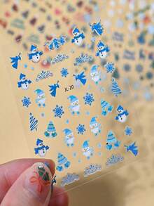 30 张圣诞美甲贴纸，30 件 3D 闪光自粘雪花雪人驯鹿铃铛指甲贴花，冬季指甲贴纸圣诞节圣诞树指甲装饰美甲用品 - 彩色的 - 查看 8