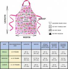 Delantal para niños – Dos bolsillos – chef, cocina, jardín, artista, pintura, limpieza, horneado, cerámica – regalo para niños y niñas - Copas - Ver 4