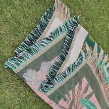 Outdoor Blanket With Tropical Rainforest Landscape, Bohemian Woven Throw Blanket - Picnic Blanket, Camping Blanket, Sofa Blanket, Nap Blanket, Air Conditioning Blanket, Wall Hanging, Thick & Soft, Non-Fading & Pilling, Suitable For Home Decor And Outdoor Use