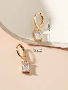 2pcs Minimalist Square Zirconia Stud Earrings, Gift For Women, Suitable For Daily, Date, Party - Multicolor - View 7