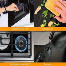 1 Set Of Reusable Insulated Stove Covers - Non Stick, Washable, Scratch Resistant Gas Stove Top Protector - Protects Burners, Kitchen Utensils, And Countertops - Easy To Clean, Durable Kitchen Accessories - 黑色 - 查看 6