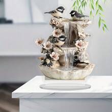 1 pieza Fuente de escritorio de pájaro 2D de acrílico con cascada, adorno de escritorio estacional, adecuado para habitación, ventana, dormitorio, sala de estar, decoración de oficina, sin batería requerida, regalo ideal para Navidad, Acción de Gracias, Año Nuevo - Multicolor - Ver 2