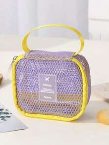 Lightweight Mesh Cosmetic Bag, Large Capacity Elegant Toiletry Bag, Portable Multi-Function Storage Pouch, Multi-Purpose Travel Toiletry Bag - Multicolor - View 3