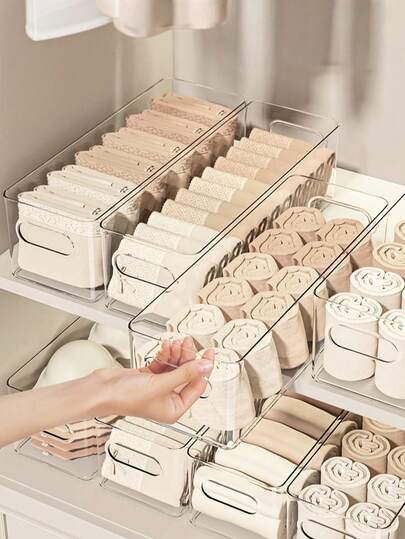 4/2/1 Pc Transparent Desk Storage Box, Household Underwear, Bra, Socks Storage Box, Cosmetics Storage Box, Mobile Phone Shell Storage Box, Kitchen Refrigerator Storage Box, Drawer Storage Box