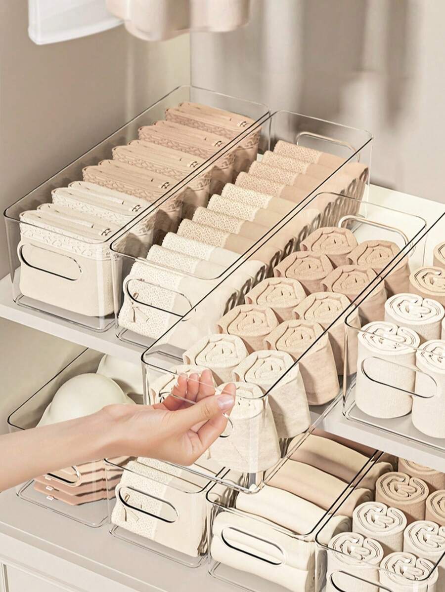 4/2/1 Pc Transparent Desk Storage Box, Household Underwear, Bra, Socks Storage Box, Cosmetics Storage Box, Mobile Phone Shell Storage Box, Kitchen Refrigerator Storage Box, Drawer Storage Box