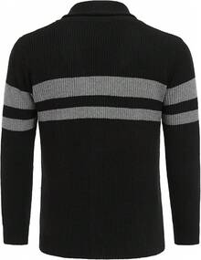 Suéter de Hombre de Punto de Cable con Detalle de Botones y Bolsillos - Granate - Ver 3