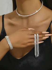 3 件女士首饰套装：流苏项链、耳环和手链，适合日常、宴会、音乐节、毕业摄影和新娘配饰 - 星星 - 查看 18