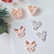 1pc Christmas Reindeer Polymer Clay Earring Cutter, Embossed Elk Shape Clay Cutters For Pendant Necklace & Jewelry Making, Animal Polymer Clay Tools, Winter Themed 3D Printed Clay Cutter For Jewelry Maker