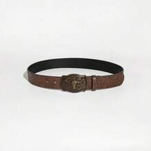 New Western Cowgirl Style Casual Vintage Bohemian Street PU Leather Belt With Horse Buckle, High-Quality For Men And Women, Suitable For Jeans, Spring/Summer/Autumn/Winter