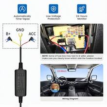 行车记录仪硬线套件，汽车行车记录仪线 3m DVR 硬线电缆套件视频记录器 12 24V 至 5V Type-C/Mini USB 充电器线汽车行车记录仪摄像头，24 小时停车监控电缆 - 黑色 - 查看 3