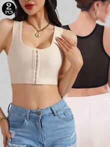 2pcs Front Closure Minimizer Bras, Prevent Bulge, Lift & Enhance Bust, Sports Bra Tops