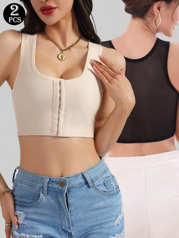 2pcs Front Closure Minimizer Bras, Prevent Bulge, Lift & Enhance Bust, Sports Bra Tops