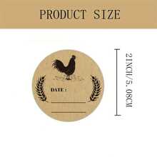 500pcs/Roll 2-Inch Round Kraft Paper Egg Labels With Chicken & Wheat Pattern - Natural Brown, Strong Adhesive, Easy To Write & Peel, Suitable For Mason Jars, Farmers, Crafts And Organization, Kitchen Labels | Farm Theme Stickers | Easy Peel Stickers - 500 Egg Preservation Labels - View 3