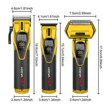 HIENA 3pcs Gold Hair Clipper Gift Box, Cordless Trimmer Set With Detachable Battery And Charging Base, Professional Hair And Beard Grooming Kit For Men, Ideal For Christmas Or Birthday Gifts