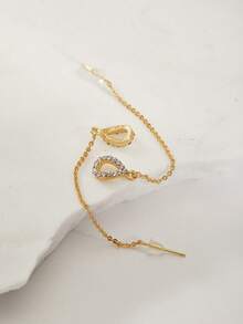 Clariva Hoa tai xỏ khuyên hình giọt nước đính đá Cubic Zirconia - Quà tặng Giáng sinh - Vàng - Xem 3