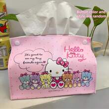 Sanrio صندوق مناديل جلدي مقاوم للماء من هالو كيتي سانريو، صندوق مناديل، حامل مناديل، حامل مناديل المائدة، صندوق مناديل المطبخ، صندوق مناديل ديكور المنزل، صندوق مناديل مقاوم للماء للحمام، ديكور العطلات، ديكور الغرفة، ديكور الزفاف، صندوق تخزين، أدوات منزلية، حفلة عائلية في العطلات