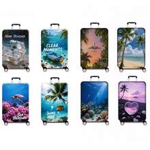 1 chiếc 300G/mét vuông. Bộ sưu tập họa tiết đại dương bao gồm vỏ bọc và phụ kiện hành lý có đệm. Hoàn hảo cho các chuyến công tác, kỳ nghỉ, du lịch, ký gửi hành lý và trở lại trường học. Thêm nét phong cách cho hành lý của bạn. Tương thích với vali 20-28 inch. - Màu xanh lam - Xem 1