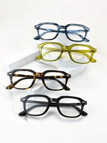 Retro Square Frame Unisex Glasses, Suitable For Office, Computer, Mobile Phone Use